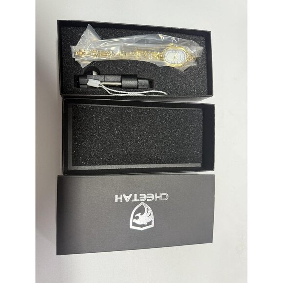 Cheetah Women's Gold White Gold Bangle Small Vintage Bracelet Waterproof Watch - Picture 11 of 13